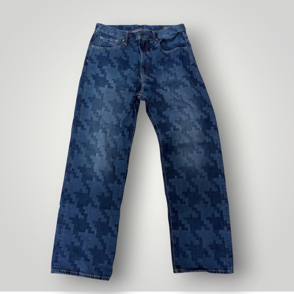 Gap x Dapper Dan DAP Harlem Houndstooth Cinch Back Pixel Print Jeans Size 32x32